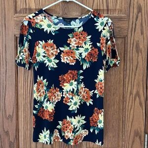 NWT Ann Taylor factory floral short sleeve shirt size S